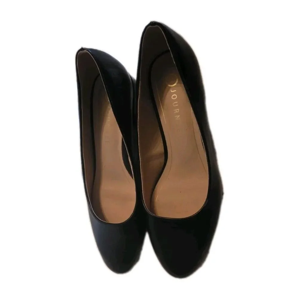 Journee Collection Saar II Black Block Heel Pumps Round Toe Women's Size 9.5